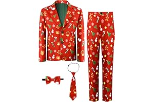 Latnnut Kids Christmas Suits for Boys 4 Piece Including Jacket,Pants and Bow Tie for Festive Gatherings 5-12 Years
