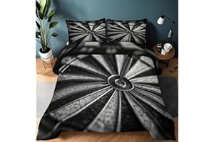 3Pcs Comforter Set Queen Size, Photography Dartboard Reversible Bedding Bedroom Decor, Black Soft Fluffy Bed in A Bag 90" x 9