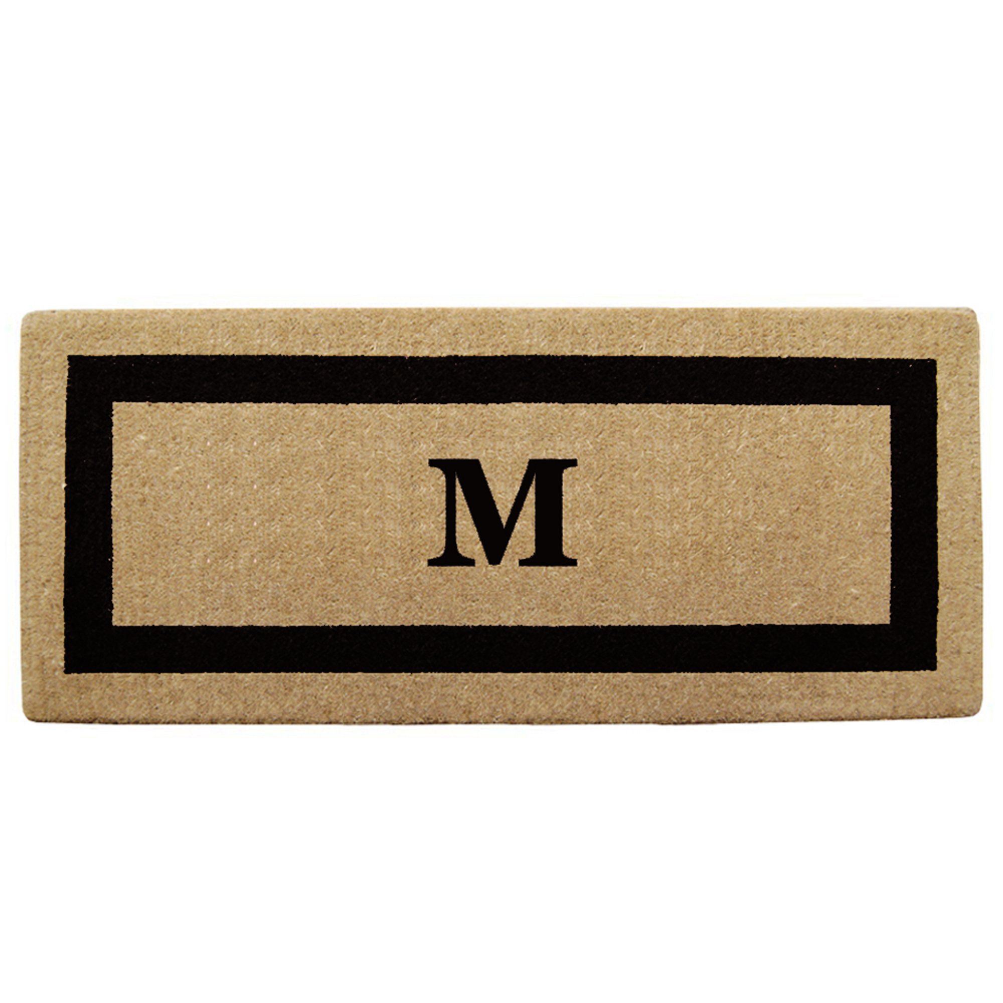 Nedia HomeHeavy Duty Coir Single Picture Black Frame Doormat, 24 by 57-Inch, Monogrammed M