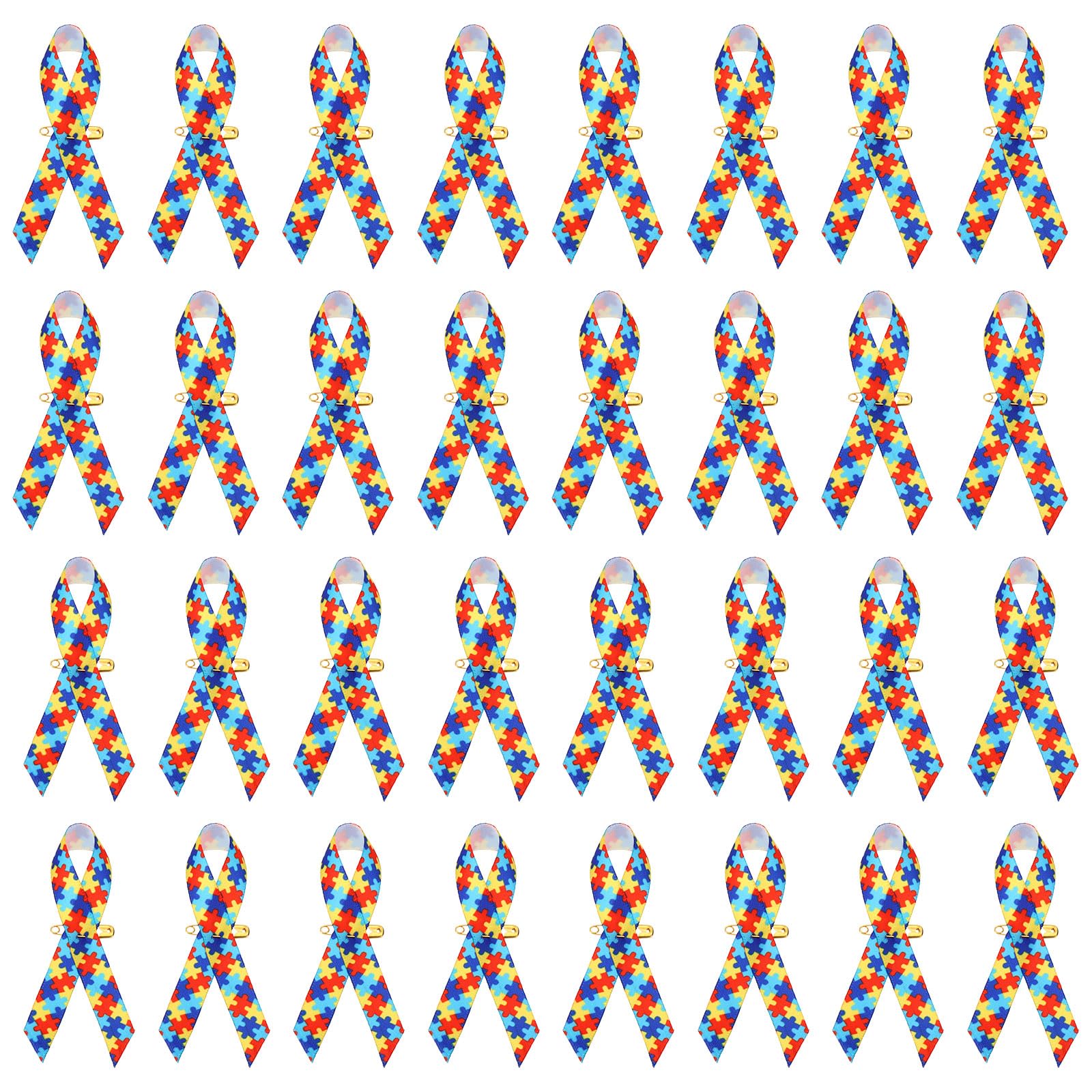 PATIKIL 100 Pieces Multicolor Polyester Ribbon Satin Pins, Awareness Ribbon Satin with Safety Pins