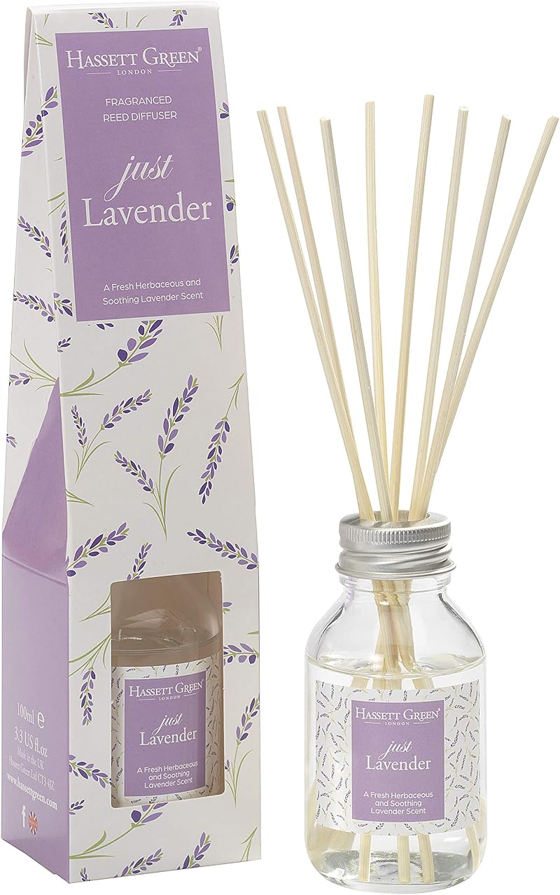 Hassett Green Just Lavender Reed Diffuser 100ml with 8 Rattan Reeds