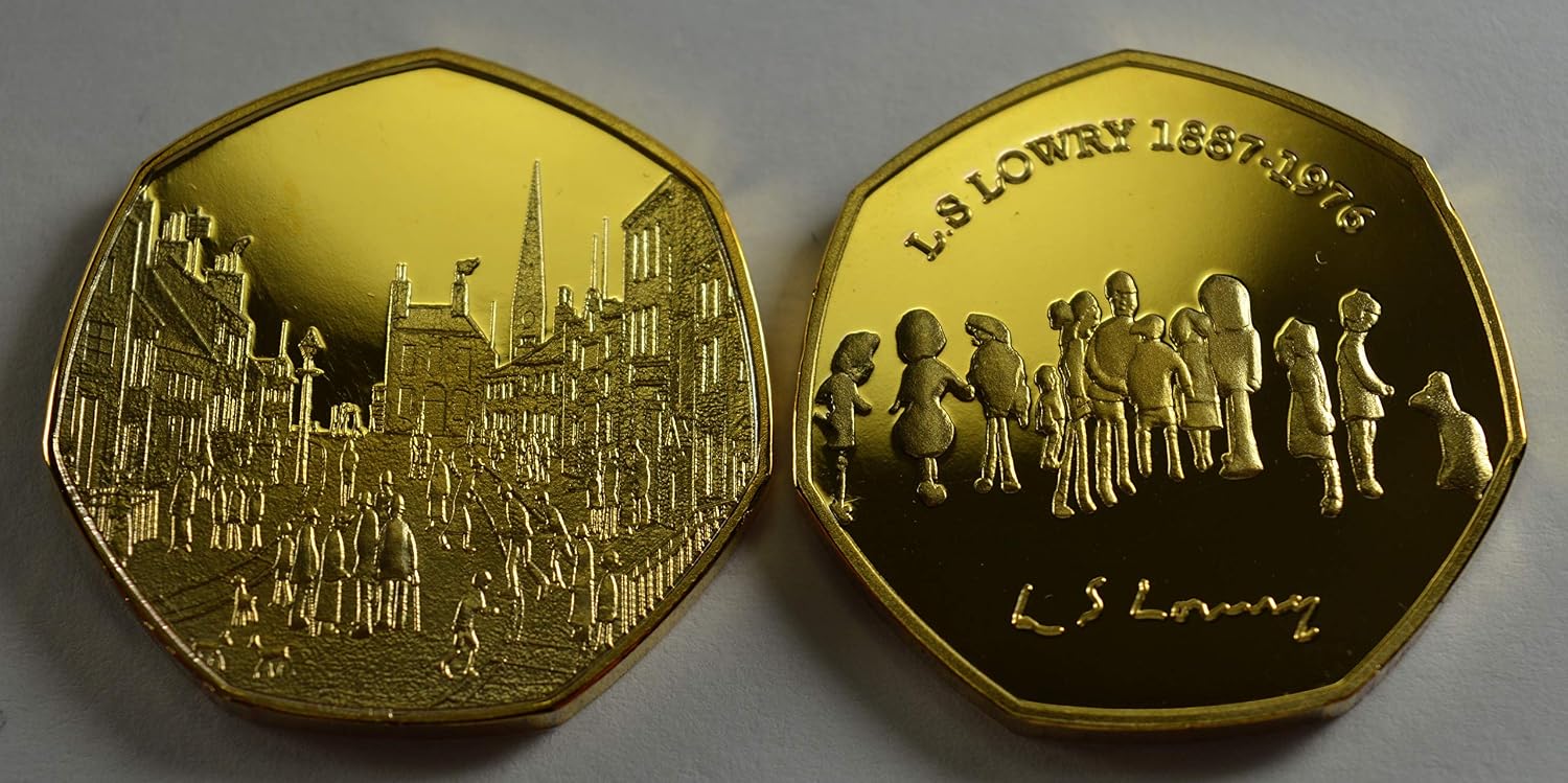 L.S. LOWRY 24ct Gold Commemorative Coin Albums/50p Collectors, Coin Hunt. Art/Artist Manchester, Matchstick Men