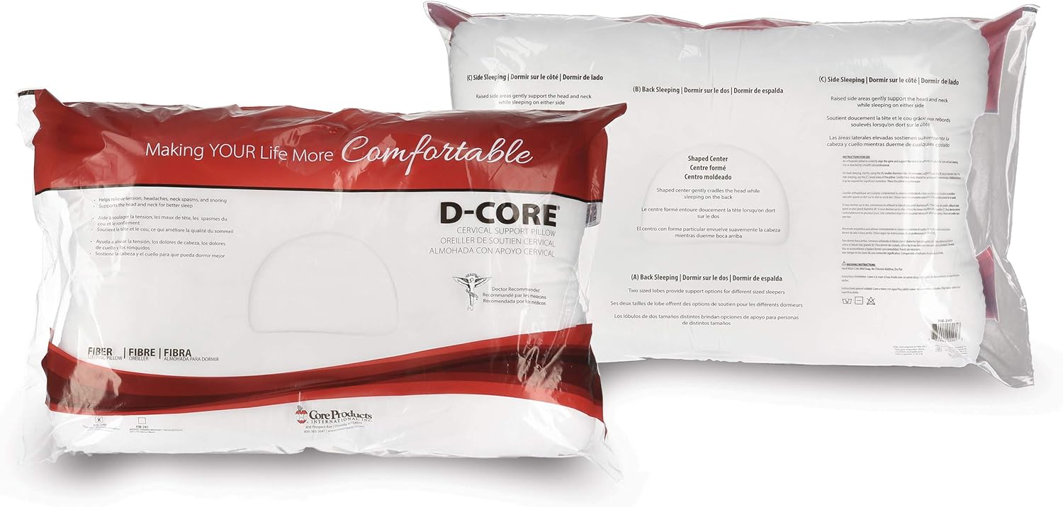 Core Products D-Core Cervical Support Pillow, Standard Firm, Full Size: Home & Kitchen