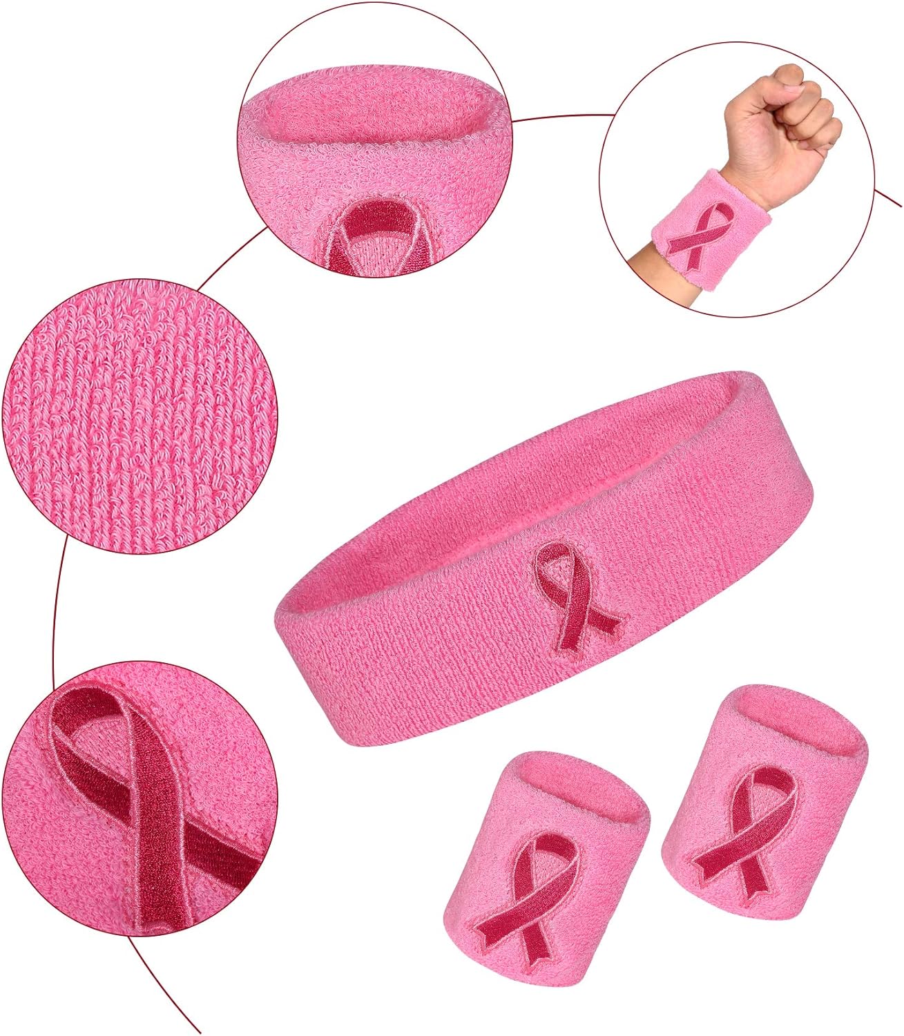 Gejoy 9 Pieces Breast Cancer Headband Sweatbands,Breast Cancer