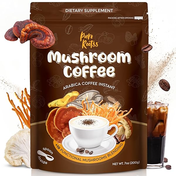 400,000MG MUSHROOM COFFEE 10-IN-1 LOW CAFFEINE, 100% ARABICA COFFEE SUPERFOOD – LION’S MANE, REISHI, CHAGA & COCOA – NATURAL ENERGY & FOCUS BOOST, IMMUNE SUPPORT, JITTERS FREE, SUGAR FREE (7OZ)