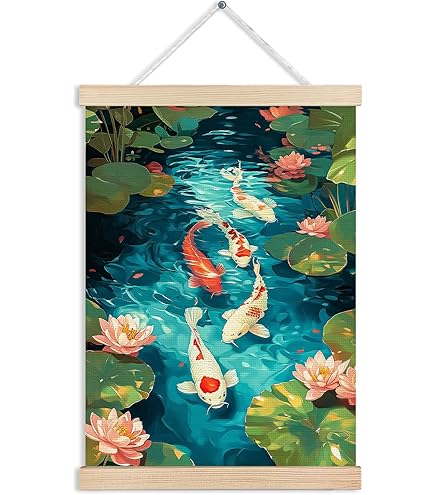 Amazon.com: HPUXSYIO Lucky Gold Nine Koi Fish Animal Painting Wall