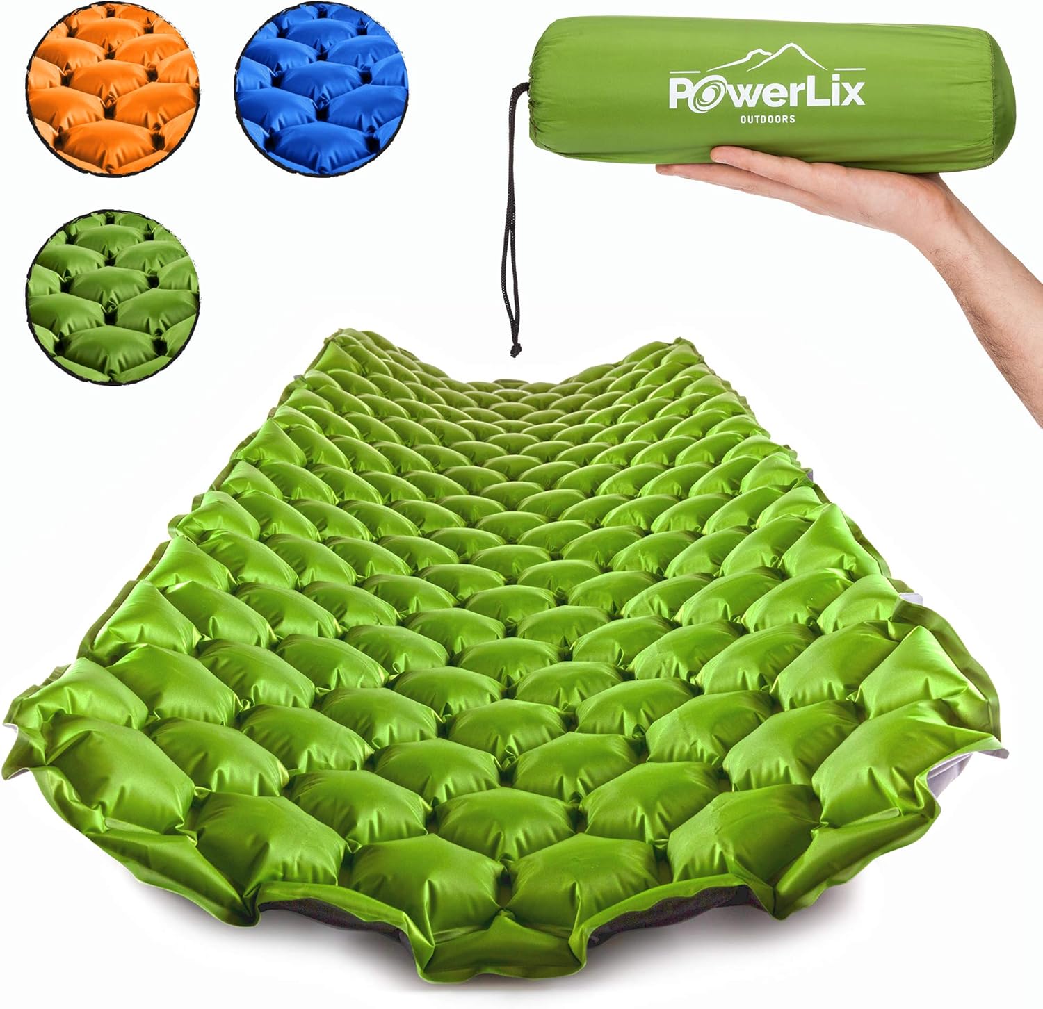 POWERLIX Sleeping Pad - Ultralight Inflatable Sleeping Mat, Ultimate for Camping, Backpacking, Hiking - Airpad, Inflating Bag, Carry Bag, Repair Kit - Compact & Lightweight Air Mattress