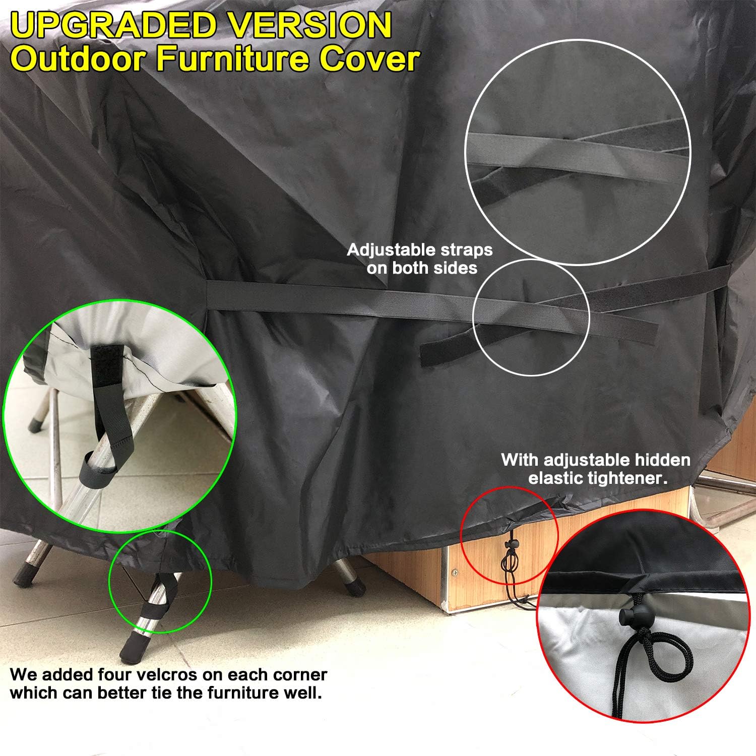 SARCCH Patio Furniture Cover, Outdoor Sectional Furniture Set Covers, Table Chair Sofa Covers, Durable and Convenient, Waterproof Snow Dust Wind Proof，Anti-UV Fits to 6-8 Seat (83''x52''x29'') : Garden & Outdoor