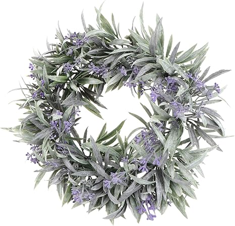 Amazon Co Jp Aboofan 人工ラベンダーリース季節の花リース春玄関リースぶら下げ花飾り結婚式の家のドア農家 ホーム キッチン