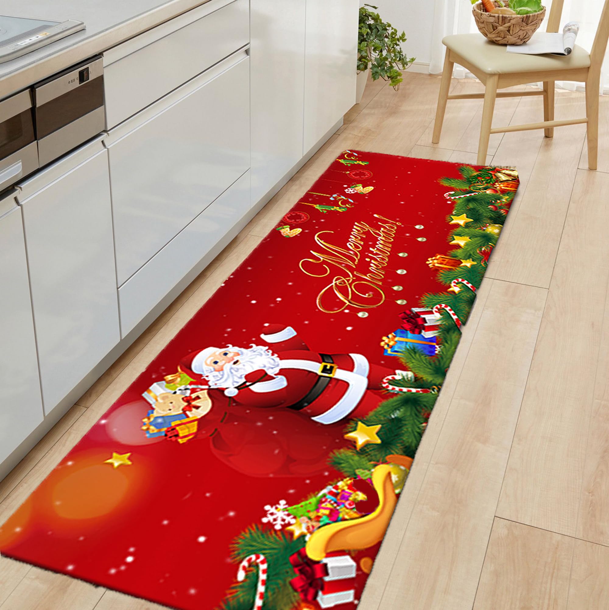 JIAMIAN Santa Claus Floor Mat, Christmas Eve Decorative Door, Christmas Door, Welcome Home Decoration Carpet for Christmas Parties, Suitable for Bedrooms, Doorways, Kitchens, Balconies (04)