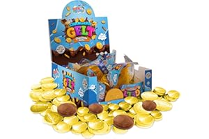 Izzy 'n' Dizzy Hanukkah Gelt Coins Chocolate, Kosher Milk Chocolate Coins Nut Free (Dairy), Filled with Menorah Embossed Hanukkah Gelt Coins (12 Mesh Bags)