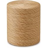 14" Boho Pouf Patio Ottomans Natural Straw Handweave Rustic Round Footstool | round patio ottoman natural braided texture handweave rustic home decor footrest extra seat accent table daily leisure use