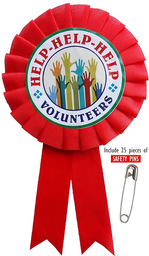 Buy LTM Help Volunteers Ribbon Badges Red (Pack of 25) Online at Low