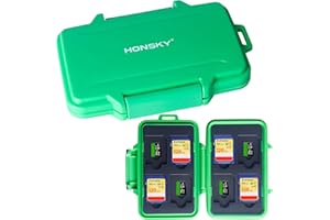 SD Card Holder, Honsky Waterproof Memory Card Holder Case for SD Cards, Micro SD Cards, SDHC SDXC, Green