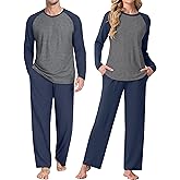 PrinStory Men's Pajama Sets Loungewear Sleepwear Pjs Lightweight Long Sleeve Shirts and Bottoms Soft Comfy Sleep Sets S-4XL