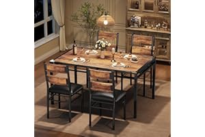 GarveeHome Dining Table Set for 4, Dining Room Table Set for 4 with Upholstered Chairs, Wood Kitchen Table Chairs Set of 4 wi