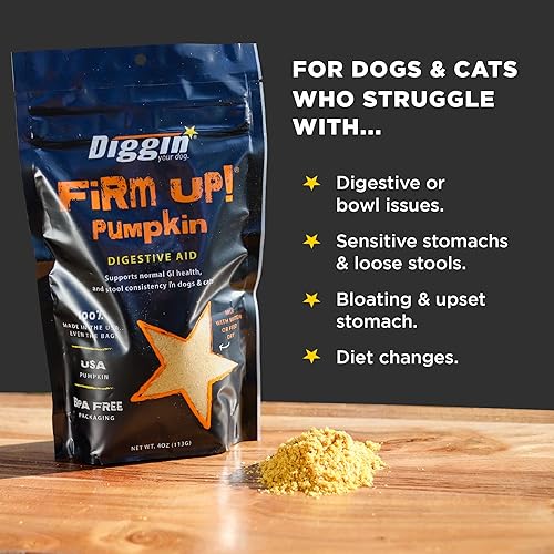 Diggin' Your Dog Firm Up Pumpkin for Dogs Cats, 100% Made in USA