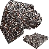 Alizeal Mens 3.15inches Exquisite Floral Tie with Small Flower Printed Pocket Square