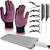 MORGLES Heat Resistant Gloves & Hair Styling Kit (11-Piece Set) | Heat-Rated Gloves with Silicone Hot Mat & Sectioning Tools,
