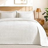 ROMROL Luxury Velvet Quilt Set Queen Size 3 Pieces,Soft Cozy Oversized Striped Velvet Comforter Set with 2 Pillow Shams,Lightweight Coverlet Bedspread Bedding Set for All Seasons(Cream White,90"x96")