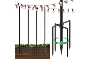 XBRIGH 4Pack 9FT String Light Poles for Outside,Electrophoresis Design Waterproof and Rustproof,for Outdoor String Lights Garden,Patio,Wedding,Backyard,Deck,Party - Black
