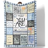 You are Brave Throw Blanket Inspirational Throw Blanket Get Well Soon Throw Blankets Super Soft Warm Cozy Flannel Blankets Decorative Fleece Blankets for Couch Sofa Bed (Blue) 50 x 60inch