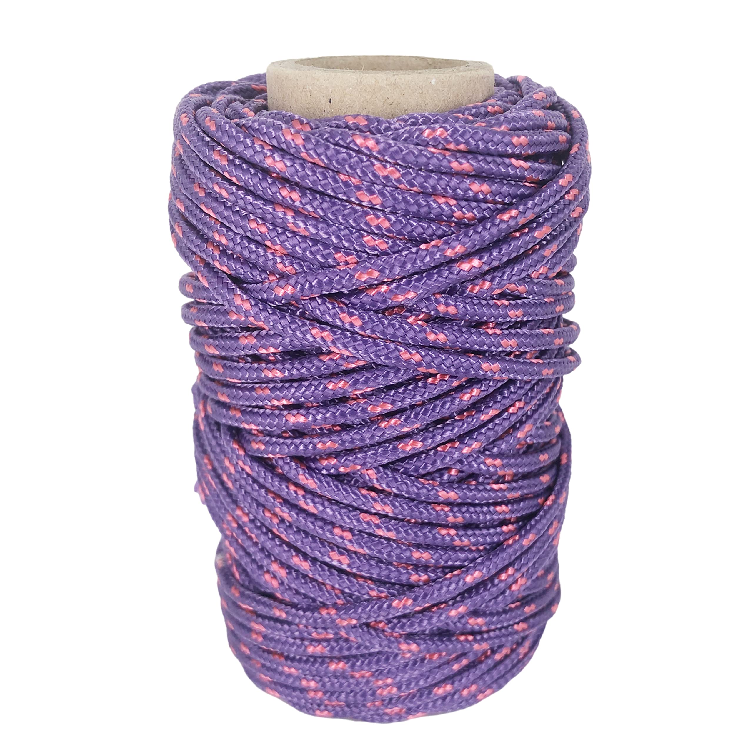 Polyester Cord 3mm * 25m. Craft rope, Versatile Paracord Made in Spain, for Outdoor, Garden and DIY. Violet with Pink