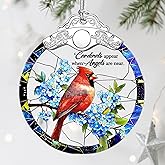 Cardinal Christmas Ornaments: Stained Glass Ornament, Christmas Tree Ornament, Hanging Ornaments for Home Decor – in Memory of Loved One, Cardinal Gifts, Memorial Gift & Sympathy Gift
