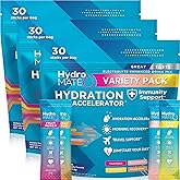 HydroMATE Electrolyte Powder Variety Pack Bulk Hydration Packets Low Sugar 90 Count