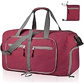 Dimayar 85L Travel Duffle Bag - Foldable Duffel Bag with Shoes Compartment - Overnight Bags Waterproof & Tear Resistant(Red)