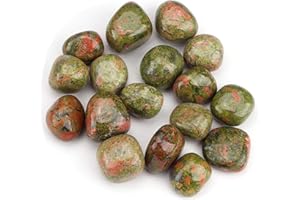 Cherry Tree Collection 1/2 Pound Tumbled Polished Stones | 1/2" - 1" Size Nuggets | Crystals for Decoration, Healing, Reiki, Chakra (Unakite)