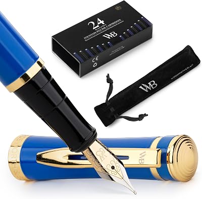 Wordsworth & Black Imperial Blue Fountain Pen Set with 24 Cartridges
