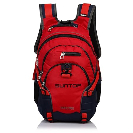 Suntop Spectre 35 Ltr Casual Backpack with Inbuilt Waterproof Raincover (Red and Blue)