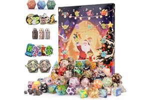 Haxtec DND Advent Calendar for Gamers, 2025 Dice Advent Calendar Set, 24 Days Christmas Countdown for Dungeons and Dragons, Polyhedral Dice Sets, DND Gifts for Tabletop Game RPG