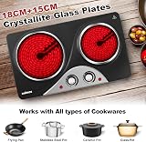 CUSIMAX Electric Hobs 2100W Double Infrared Hot Plate Black Glass view 2