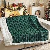 Remagr Green Christmas Sherpa Throw Blanket 3D Christmas Tree Snowflake Reindeer Double-Sided Thick Soft Plush Fluffy Decoration for Couch, Bed, Sofa Holiday Party Gifts, 50" x 60"(Xmas Tree)