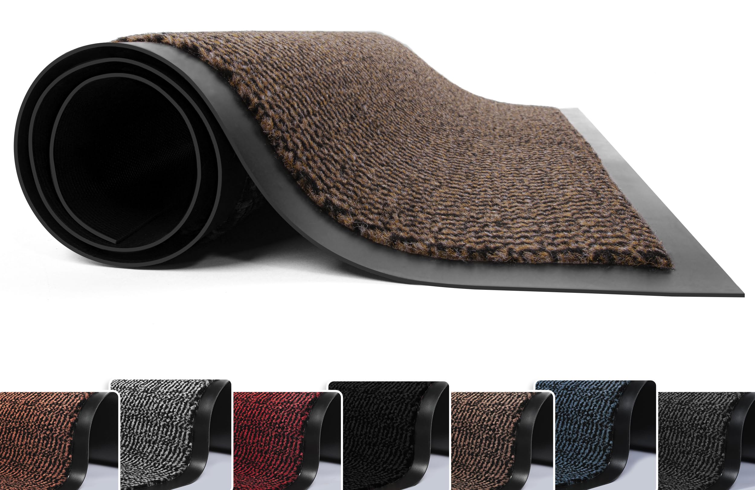 FB FunkyBuys Washable Door Mats - Heavy Duty, Non-Slippery & Stylish Floor Mat - Door mat indoor Large Rubber Indoor & Outdoor Doormats for Perfect Dust Grabbing (Brown-waved, 60 x 90 CM)
