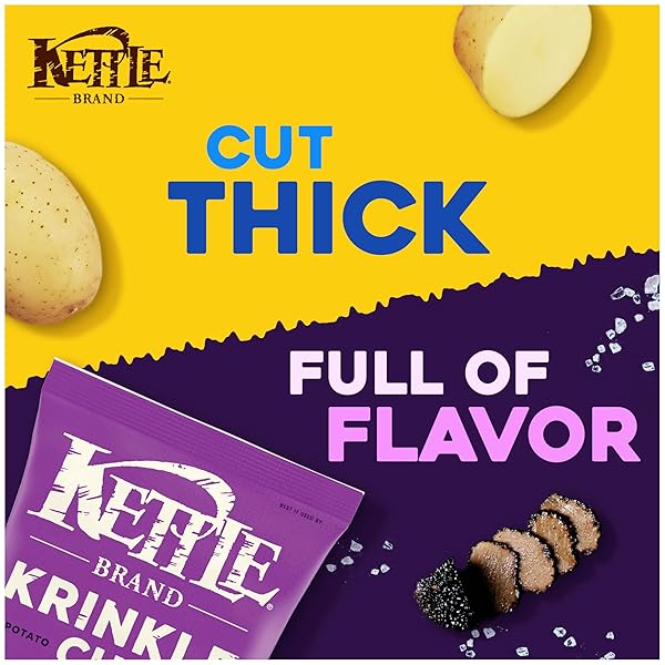KETTLE BRAND POTATO CHIPS, KRINKLE CUT, TRUFFLE OIL & SEA SALT KETTLE CHIPS, 7.5 OZ