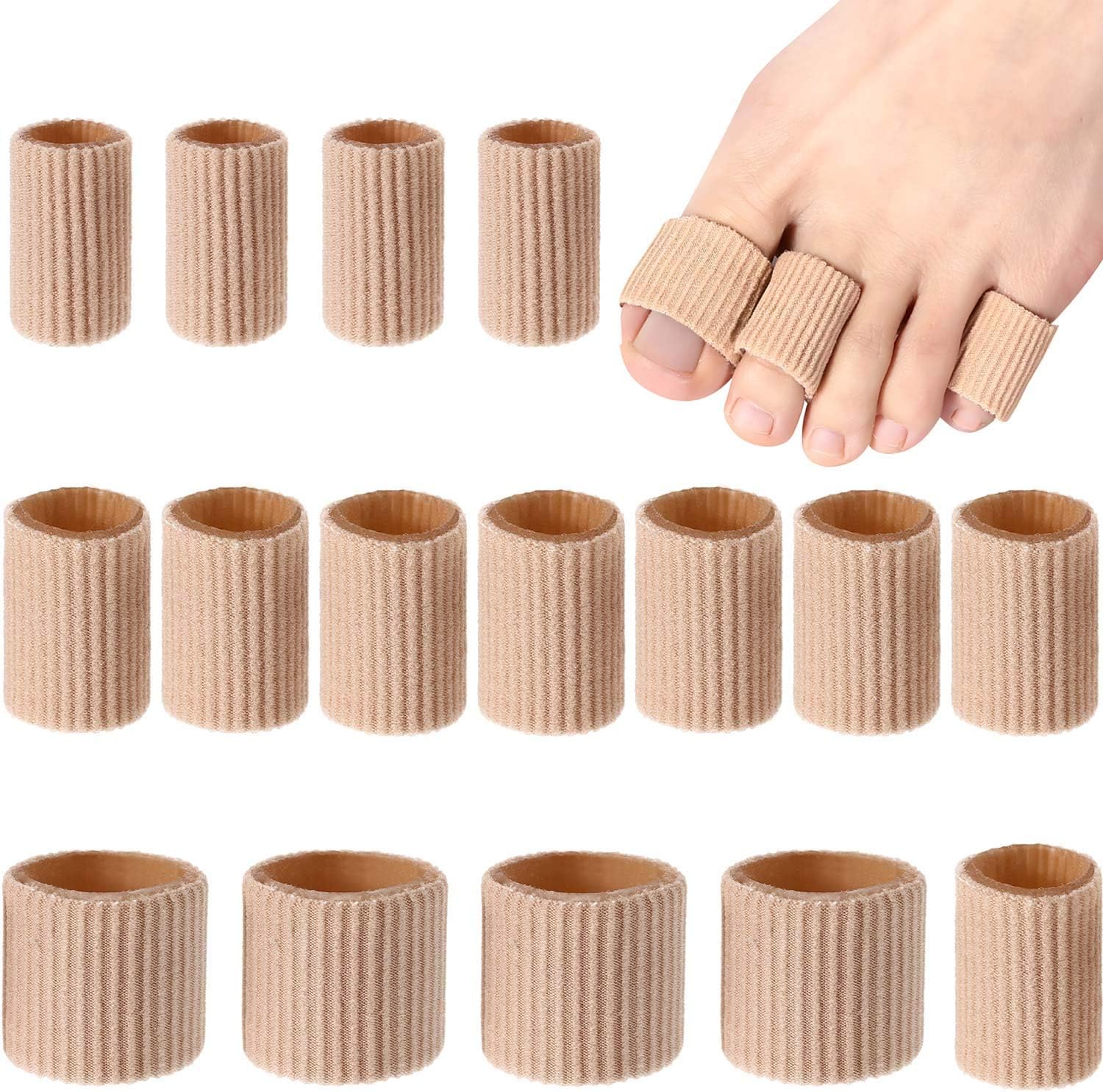 Toe Cushion Tube Toe Tubes Sleeves Soft Gel Corn Pad Protectors for Cushions Corns, Blisters, Calluses, Toes and Fingers (16 Pieces, Mixed Size Toe Cushion Tube): Health & Personal Care