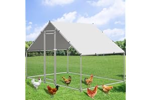 NUGRIART Large Metal Chicken Coop Walk-in Poultry Cage Hen Duck Run House with Waterproof & Anti-UV Cover Galvanized Rabbits Habitat Spire Shaped Cage for Outdoor Yard Farm Use