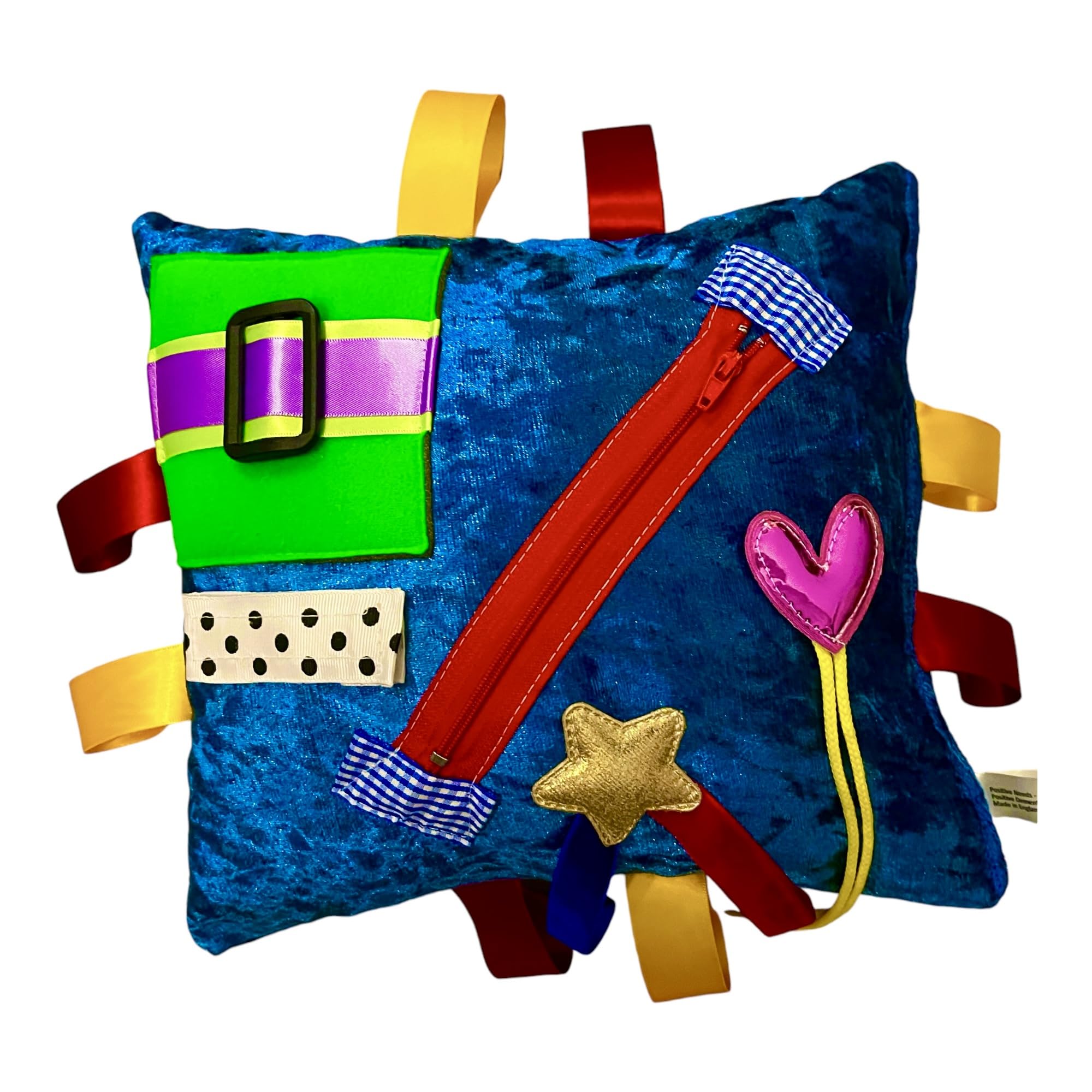 Turquoise Jazzy Tabby Beanbag Cushion - Made in Britain. Sensory Tactile Dementia/Autism Spectrum/ADHD, Activity Product.