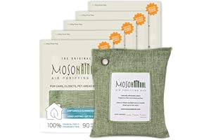 Moso Natural Air Purifying Bag 200g (5 Pack). A Scent Free Odor Eliminator for Cars, Closets, Bathrooms, Pet Areas. Premium Moso Bamboo Charcoal Odor Absorber. Two Year Lifespan! (Green)