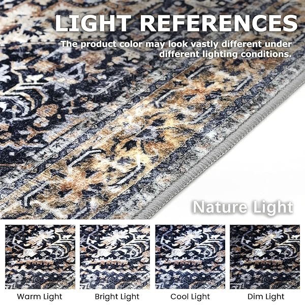 KOZYFLY BOHO AREA RUG 3X5 FT RUGS FOR ENTRYWAY WASHABLE ENTRY RUG NON SLIP DOOR MAT INDOOR ENTRANCE GOLD/ORANGE/NAVY PRINTED FAUX WOOL VINTAGE KITCHEN RUG THROW RUGS FOR ENTRANCE