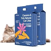 Neakasa Cassava Cat Litter with Tofu Litter, 100% Natural Lightweight Litter, Ultra Low Tracking Tapioca Cat Litter, Clumping, Flushable, Odor Control, Dust-Free (5.9lb&times;2 Bags)
