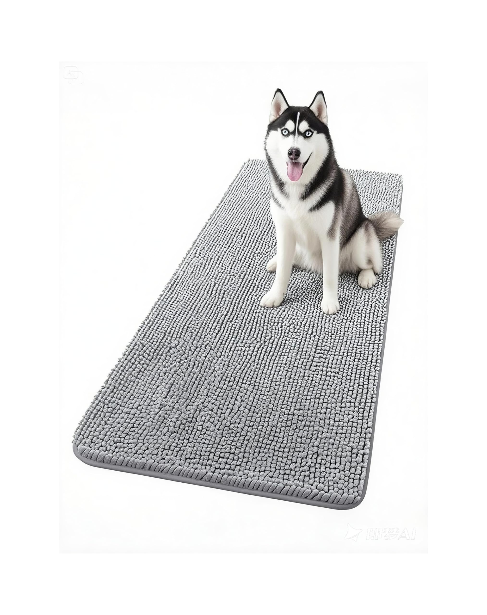 Photo 1 of ChgLiPets 39" X 20" Washable Dog Door Mat, Ultra fine Fiber Pet Door Mat, Quick Drying Chenille Pet Door Mat, Machine Washable Indoor and Outdoor Rug (Grey, 39 X 20 in)