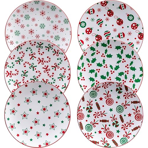 ZAROCRUS Christmas Dessert Plates, Inch Ceramic Salad Plate