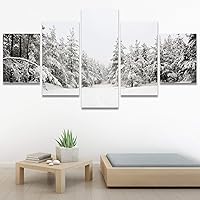 SIGNWIN 5 Panel Canvas Wall Art Modern Art Forest Multicolor Photography Relax/Calm Romantics Scenic for Home Decorations Ready to Hang - 60