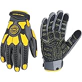 HANDLANDY Anti Vibration Gloves, SBR Padding, TPR Protector, Mechanic Work Gloves (Large, Black)