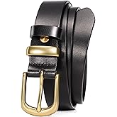 WOLFANT Womens Belts for Jeans in Gift Box,1.1" Ladies Belt with Gold Buckle,100% Italian Full Grain Real Solid Leather