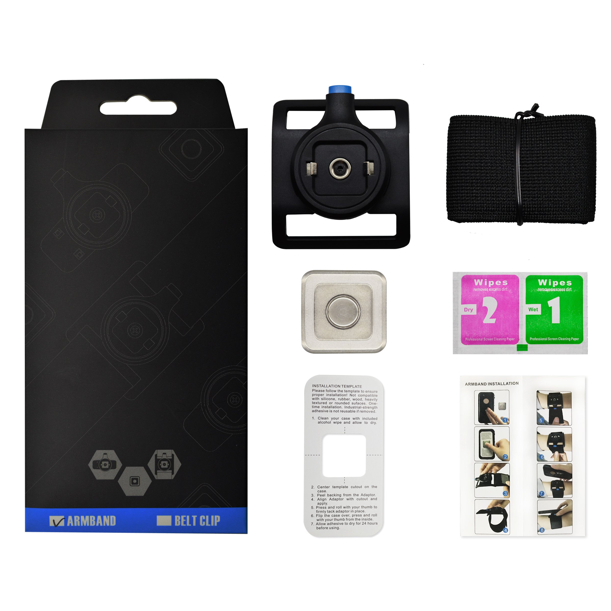 Sports Armhand, Foison,Quick Mount Universal Belt Clip with Magnet and Buckle Lock, Lightweight and Shake-proof Gym Arm Bag, Universal Compatibility Phone Armband (Blue)